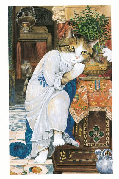 Kuvitus teoksesta Pre-Raphaelite Cats (julkaistu 1999). tekijältä Susan Herbert