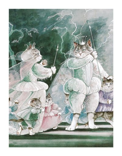 Kuvitus Shakespeare Cats -teoksesta: Poster Book (pub. 2016) tekijältä Susan Herbert