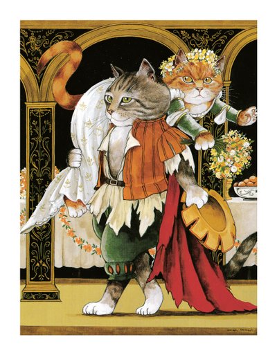 Kuvitus Shakespeare Cats -teoksesta: Poster Book (pub. 2016) tekijältä Susan Herbert