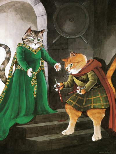 Kuvitus Shakespeare Cats -teoksesta: Poster Book (pub. 2016) tekijältä Susan Herbert