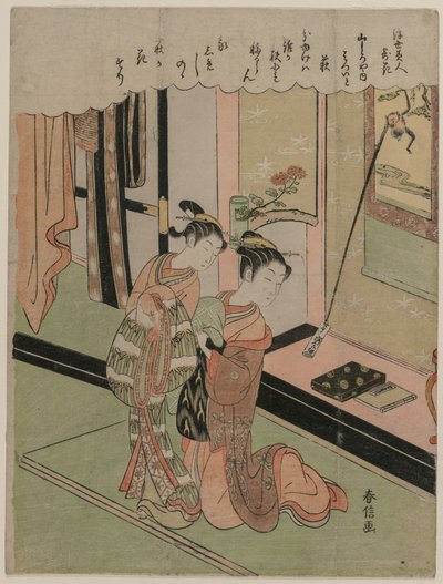 Bush Clover -sarjasta Kelluvan maailman kauneutta verrattuna kukkiin, 1760-luvun lopulla. tekijältä Suzuki Harunobu