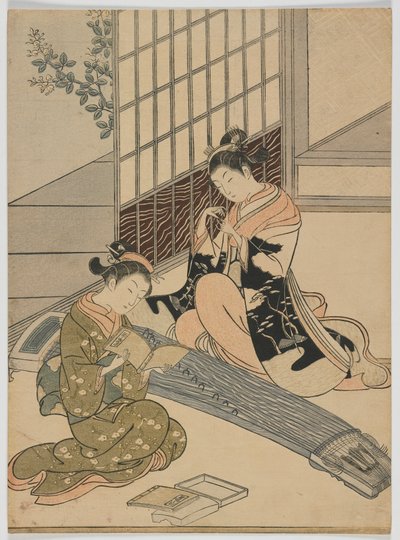 Koto-joen laskeutuvat hanhet, Edo-kausi, n. 1766 (värillinen puupiirros). tekijältä Suzuki Harunobu