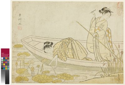 Lootuskukkien kerääminen, 1765 tekijältä Suzuki Harunobu