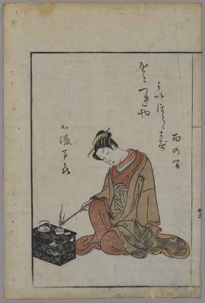 Seated Beauty, Edo-kausi (puupalikkaväripainatus) tekijältä Suzuki Harunobu