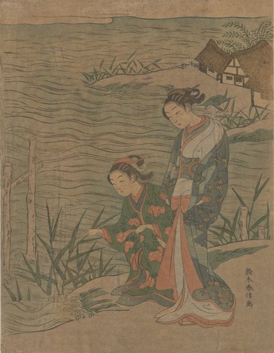 Kaksi nuorta naista rannalla, n. 1768, n. 1768. tekijältä Suzuki Harunobu