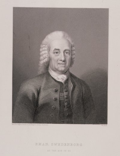 Emanuel Swedenborg (1688-1772) 80-vuotiaana, kaiverrus W. Holl, World Religion -julkaisusta, julkaisija A. Fullarton & Co. tekijältä Swedish School