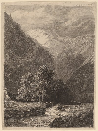Vuoristoinen maisema tekijältä Swiss 19th Century