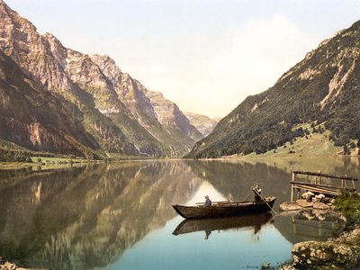 Klöntalersee, Glarus, Sveitsi, pubi. noin 1900 tekijältä Swiss Photographer