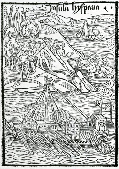 Columbus Caravelin saapuminen Hispaniolan saarelle tekijältä Swiss School