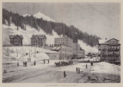Davos im Schnee, Davos lumessa (litho) tekijältä Swiss School