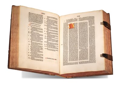 De civitate Dei, kommentit Thomas Waleys (k. ennen 1349) ja Nicolaus Trivet (1258?-1328), Augustinus Hippo, painettu 1489 (vellum) tekijältä Swiss School
