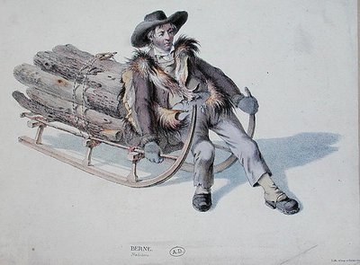 Kelkkailija Bernin alueelta, 1800-luvun alku (värikaiverrus) tekijältä Swiss School