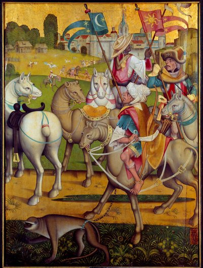 The Riding of the Magi Kings -maalaus Sveitsin koulusta. 1460 noin Dijon, Kuvataidemuseo tekijältä Swiss School