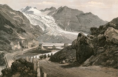 Rhônen jäätikön alaosa ja tie Furkaan tekijältä Swiss School