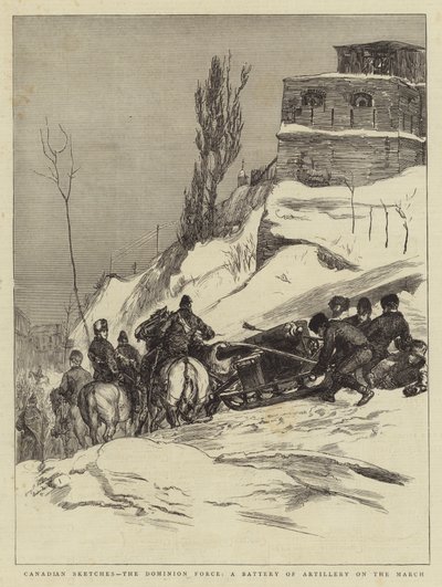 Canadian Sketches, Dominion Force, tykistöpatsas maaliskuussa tekijältä Sydney Prior Hall