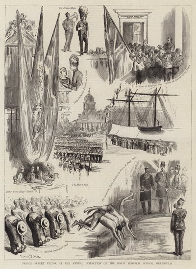 Prinssi Albert Victor Royal Hospital Schoolin vuositarkastuksessa, Greenwichissä tekijältä Sydney Prior Hall