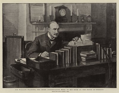 Sir William Walrond, pääkonservatiivien Whip, huoneessaan alahuoneessa tekijältä Sydney Prior Hall