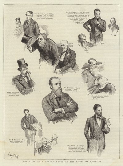Home Rule Debate, muistiinpanot alahuoneessa tekijältä Sydney Prior Hall