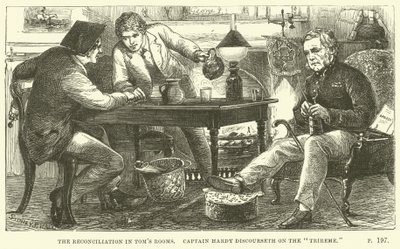 Thomas Hughesin kuvitus Tom Brownille Oxfordissa tekijältä Sydney Prior after Hall