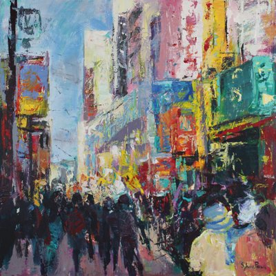 Kiireinen päivä, Tokio, 2024 (akryyli) tekijältä Sylvia Paul