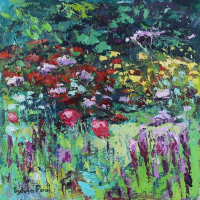 Unikot puutarhassa, 2021 (öljy kankaalle) tekijältä Sylvia Paul