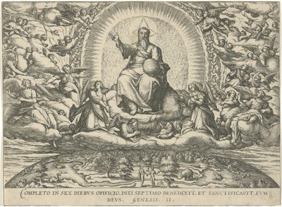 God rust op de zevende dag Figuurit ja kuvat kirjoista (sarjan nimi) tekijältä Symon Novelanus (attributed to)