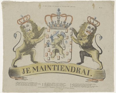 Hänen K. M. Willem den Eersteenin vaakunassa (nimi esineessä) tekijältä T.L. Thompson