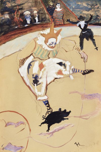 Fernando Medranon sirkuksessa porsaan kanssa (n. 1889) tekijältä TOULOUSE LAUTREC