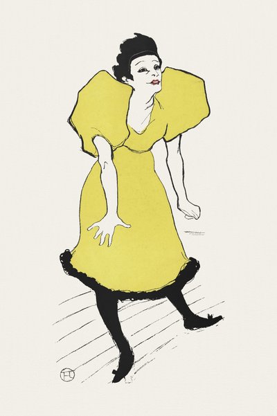 Muotokuva näyttelijä Polaire’sta näyttämöllä (1895) tekijältä TOULOUSE LAUTREC