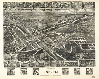 Lintuperspektiivistä Emporia, Virginia 1907. tekijältä T. M. Fowler