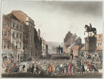 Pilleri Charing Crossissa Ackermannin "Lontoon mikrokosmosta" tekijältä T. and Pugin A.C. Rowlandson