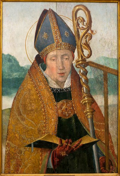 Saint Blaise - Maalaus veli Carlosin työpajasta (flaamilainen maalari, toiminut vuosina 1517-1544), öljy puulle, noin 1530 (St Blaise, Friar Carlosin työpaja (toiminut 1517-1544), öljytaulu, noin 1530 ) - Musee d
