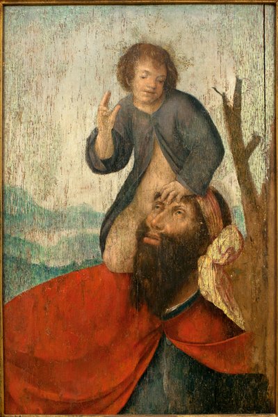Pyhä Christopher - Maalaus veli Carlosin (flaamilainen maalari, toiminut vuosina 1517-1544) työpajasta, öljy puulle, noin 1530 (Pyhä Christopher, Friar Carlosin työpaja (toiminut 1517-1544), öljytaulu, noin 1530 ) - Musee d