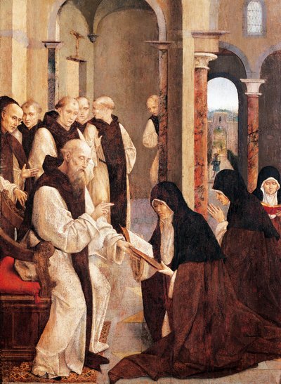 St Jerome, St Paula ja St Eustochia, kirjoittanut Frey Carlos (aktiivinen 1517-1535) tekijältä Taborda Vlame Frey Carlos