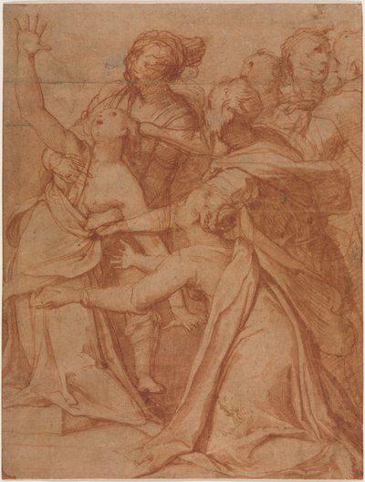 Pyhän Philip Benizzin ihme: Demonisen naisen paraneminen, n. 1557. tekijältä Taddeo Zuccari
