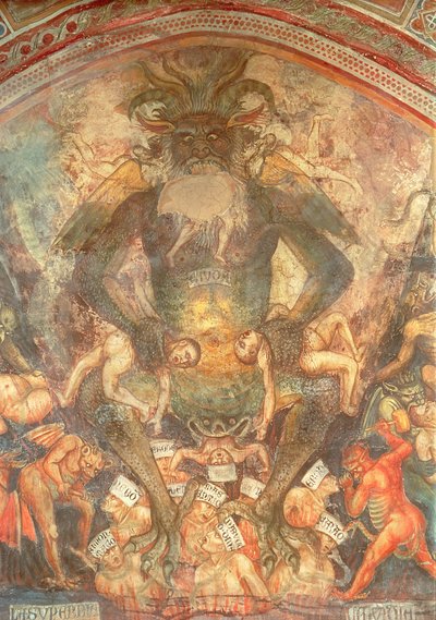 Viimeinen tuomio, yksityiskohta Leviathanista, n. 1394 tekijältä Taddeo di Bartolo