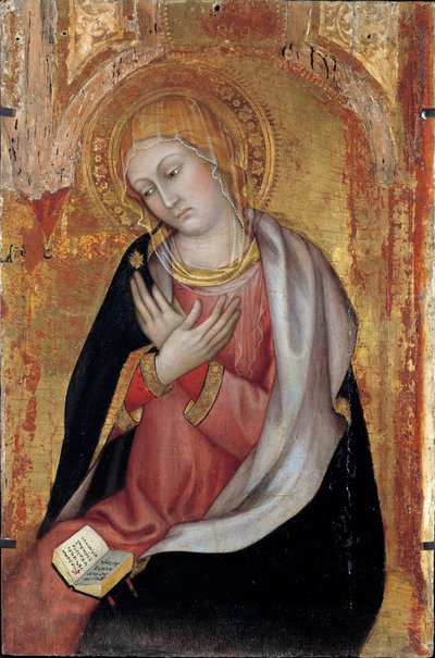Taddeo di Bartolon Marian ilmestyksen neitsyt alttaritaulu (1400-luvun alku). Himmeä. 0,77x0,55 m. Avignon, Musee du Petro Palais tekijältä Taddeo di Bartolo