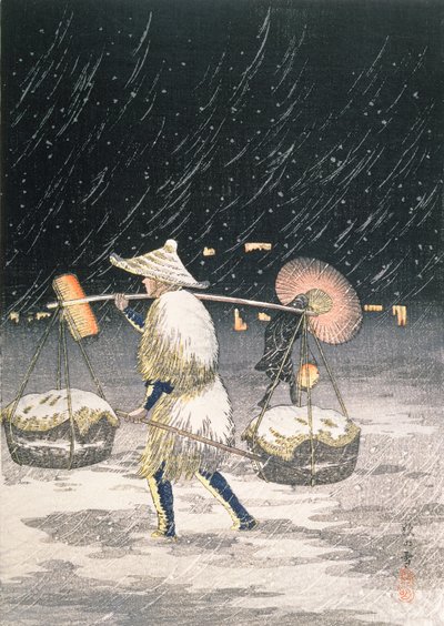 Yön lumi, noin 1930-luku (värillinen puupainatus) tekijältä Takahashi Hiroaki