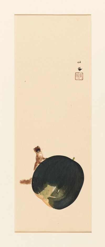 Puupalikkaprintti - Orava hedelmässä, 1800-luvun loppu - 1900-luvun alku tekijältä Takeuchi Seiko