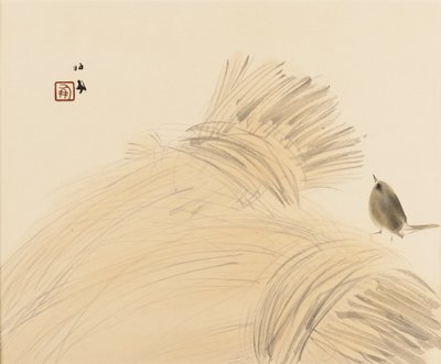 Puupalikkaprintti - Wren maissitähden päällä, 1800-luvun loppu - 1900-luvun alku tekijältä Takeuchi Seiko