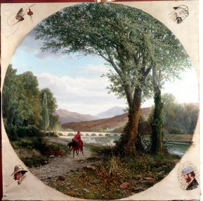 Dante hevonen juoksee pitkin Entella-jokea tai Kiirastuli kulkua. Kuva Kiirastulista Dante Alighierin (1265-1321) "La divina commediassa" (Jumalan komedia) Tammar Luxoron (1824-1899) maalaus Ennen vuotta 1865 Genes, Civica Modernin taiteen galleria tekijältä Tammar Luxoro