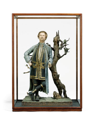 Maalattu savihahmo, joka tunnetaan perinteisesti nimellä David Garrick, n. 1770 (keraaminen) tekijältä Tan Che Qua Tan Che Qua