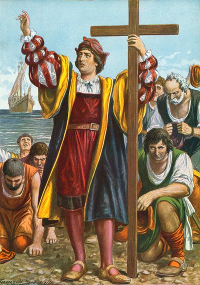 Christopher Columbus saapuu uuteen maailmaan tekijältä Tancredi Scarpelli