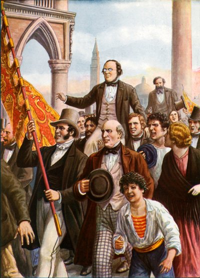 Daniele Manin ja Niccolo Tommaseo vapautettiin vankilasta 18. maaliskuuta 1848 tekijältä Tancredi Scarpelli