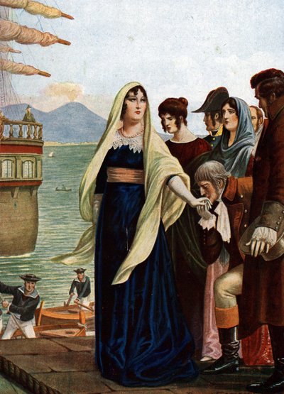 Napolin kuningatar Marie Caroline (Maria Carolina) Itävalta (1752-1814) pakeni Napolista etsimään turvaa Sisiliaan Ranskan miehityksen aikana tekijältä Tancredi Scarpelli