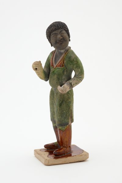Groom, n. 700-750 (keramiikka lyijy-silikaattilasituksella ja maalatuilla yksityiskohdilla) tekijältä Tang Dynasty Chinese School