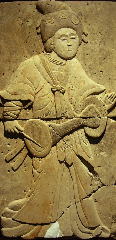 Stele, joka kuvaa muusikkoa (terrakotta) tekijältä Tang Dynasty Chinese School