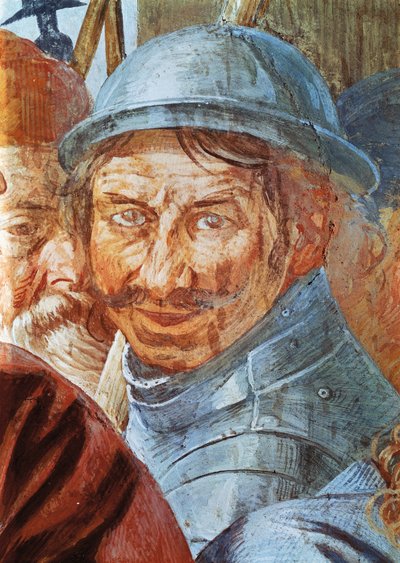 Soturin pää, yksityiskohta freskosta, Antonio d