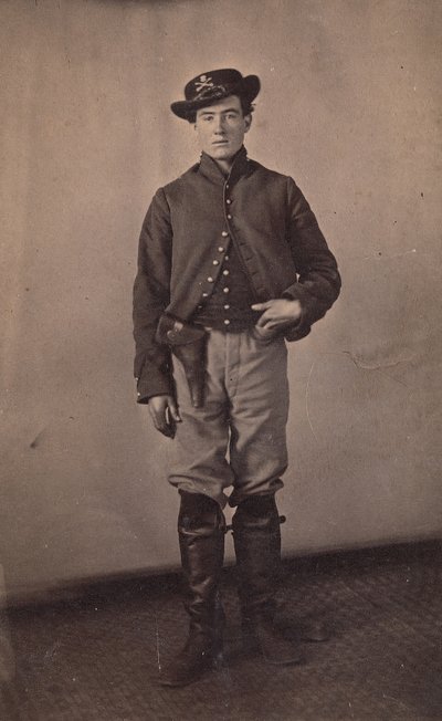 Unionin ratsuväen sotilas pistoolilla kotelossa, 1861-65. tekijältä Tappin
