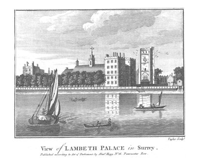Näkymä Lambeth Palacesta Surreyssa, 1700-luvun lopulla tekijältä Taylor